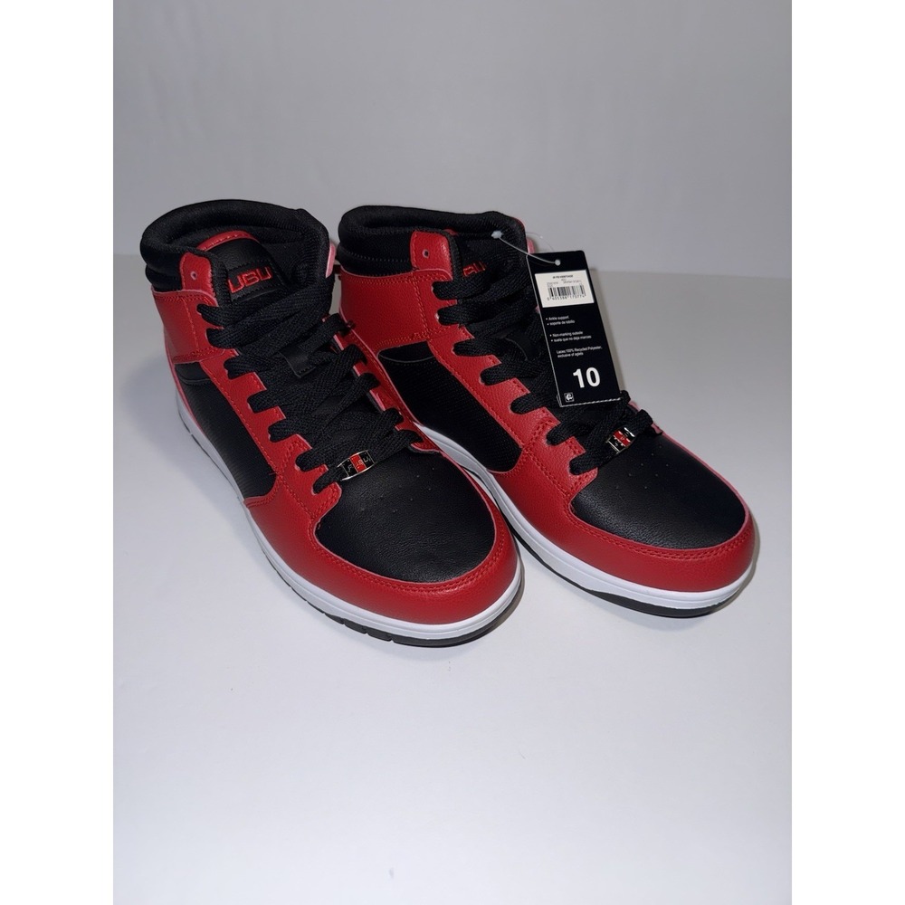 FUBU Heritage Men 10 High Top Sneakers Red Black White Y2K Basketball Urban NWT